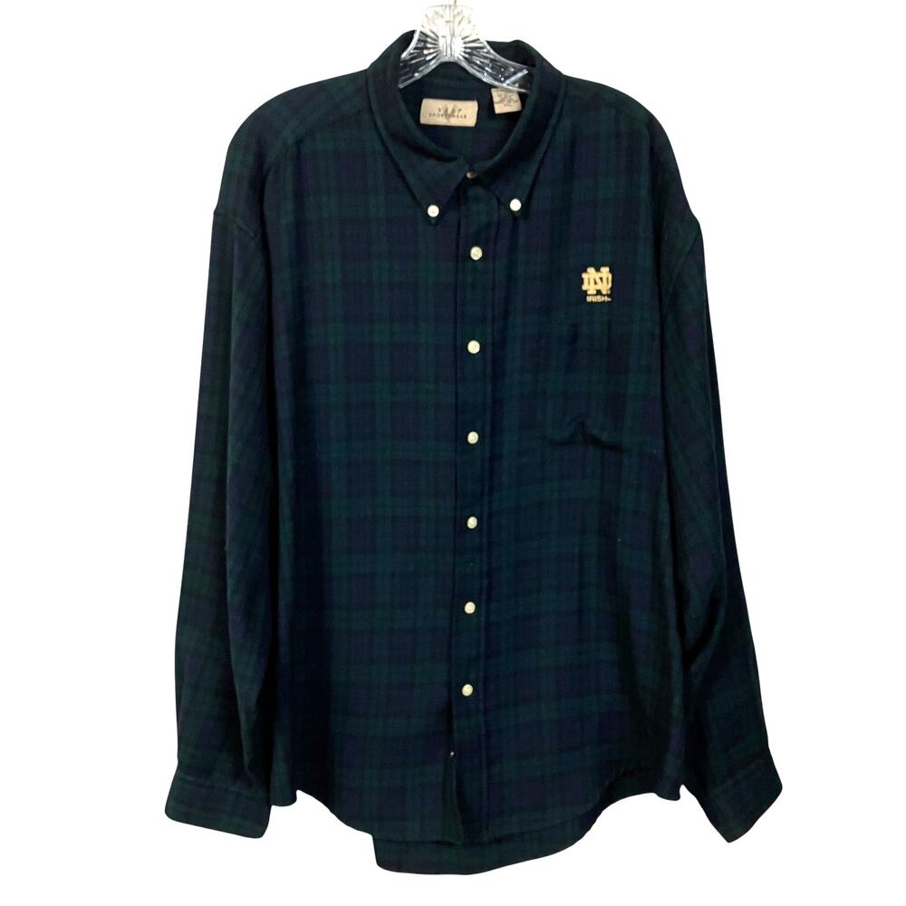 Notre Dame Blackwatch Plaid Button Down Shirt XXL Men's Vesi Sportswear Preppy
